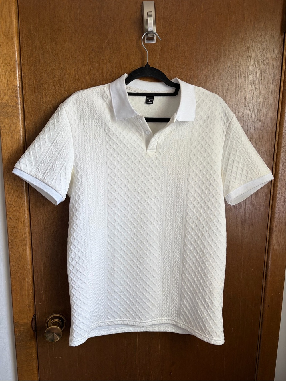 Men's White Textured Polo Shirt - H&M